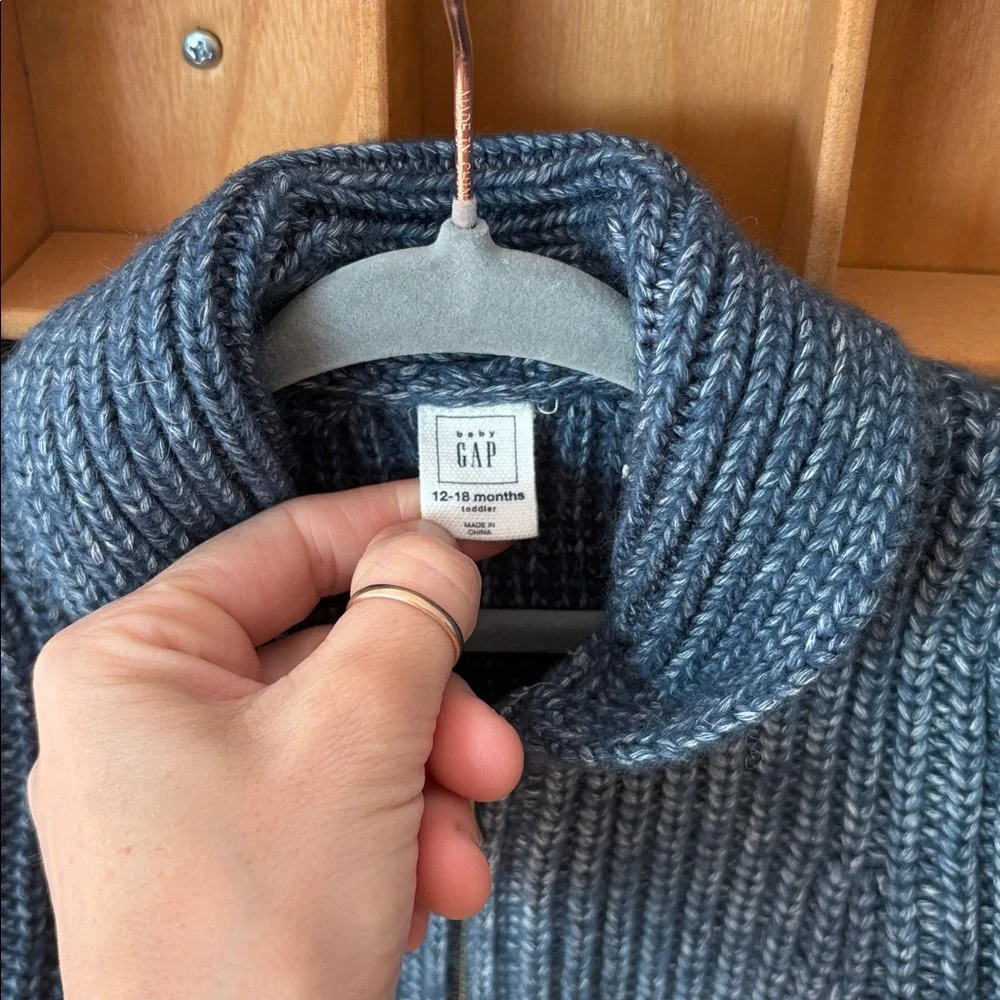 GAP Kids Blue Knit Zip Sweater Cardigan